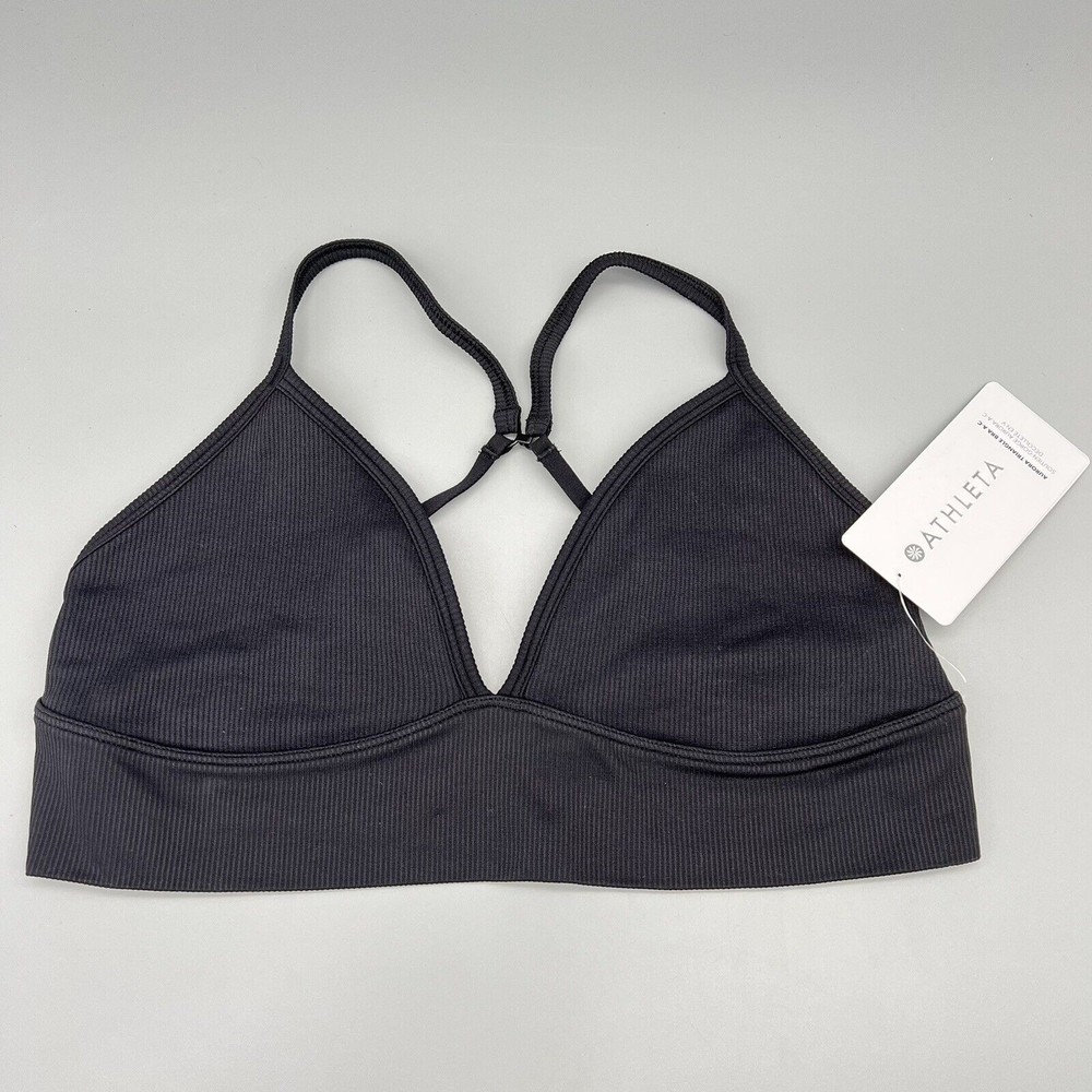Athleta Aurora Triangle Bra Size XL A-C Cup Black NWT Soft Stretch Light Support
